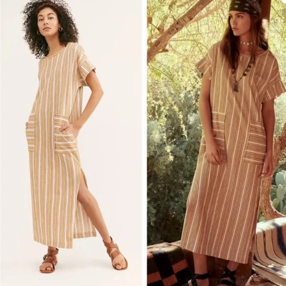 Free People Beach Striped Marguerite Maxi Dress Size MED. NWT